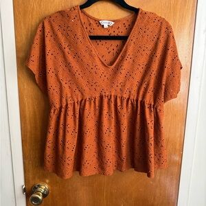 Nanette Lepore Terracotta Eyelet Blouse